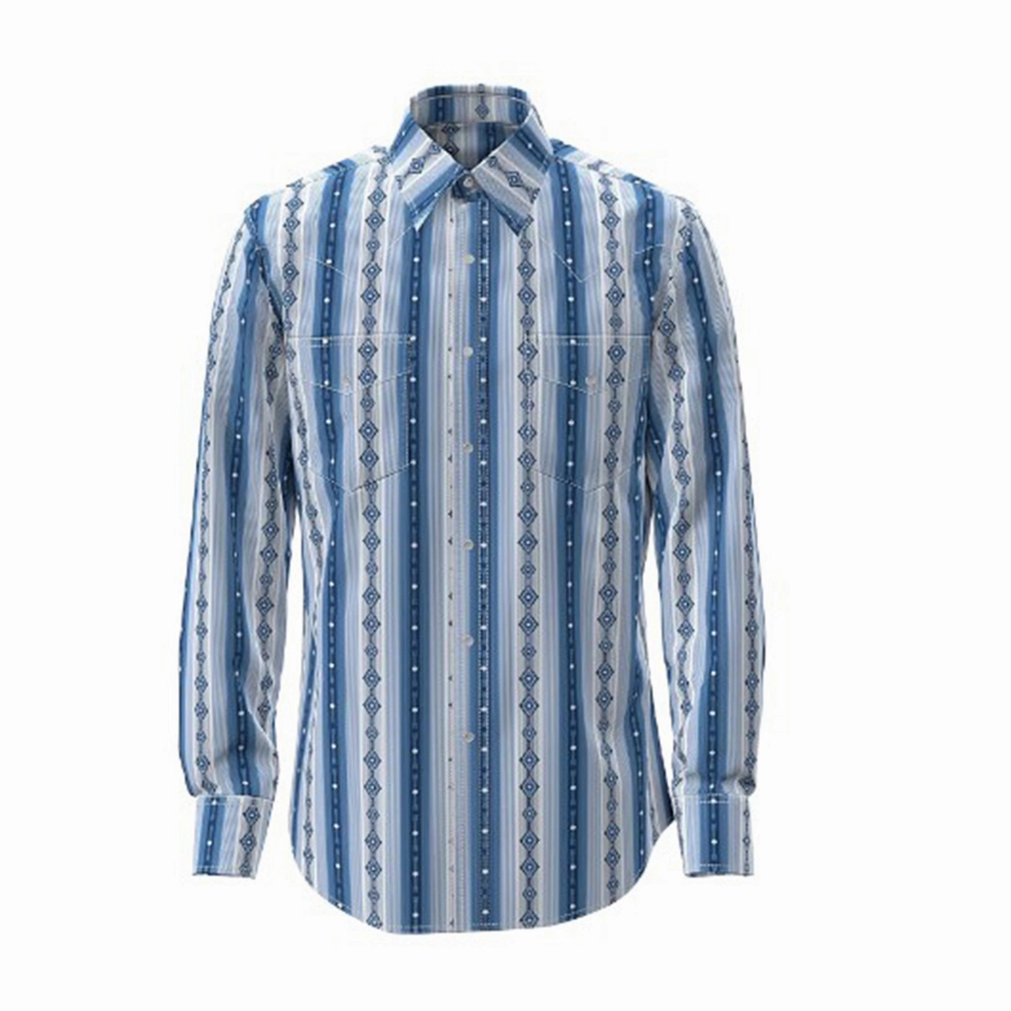 Active Wear Wrangler Men's Blue Aztec Stripe Shirt