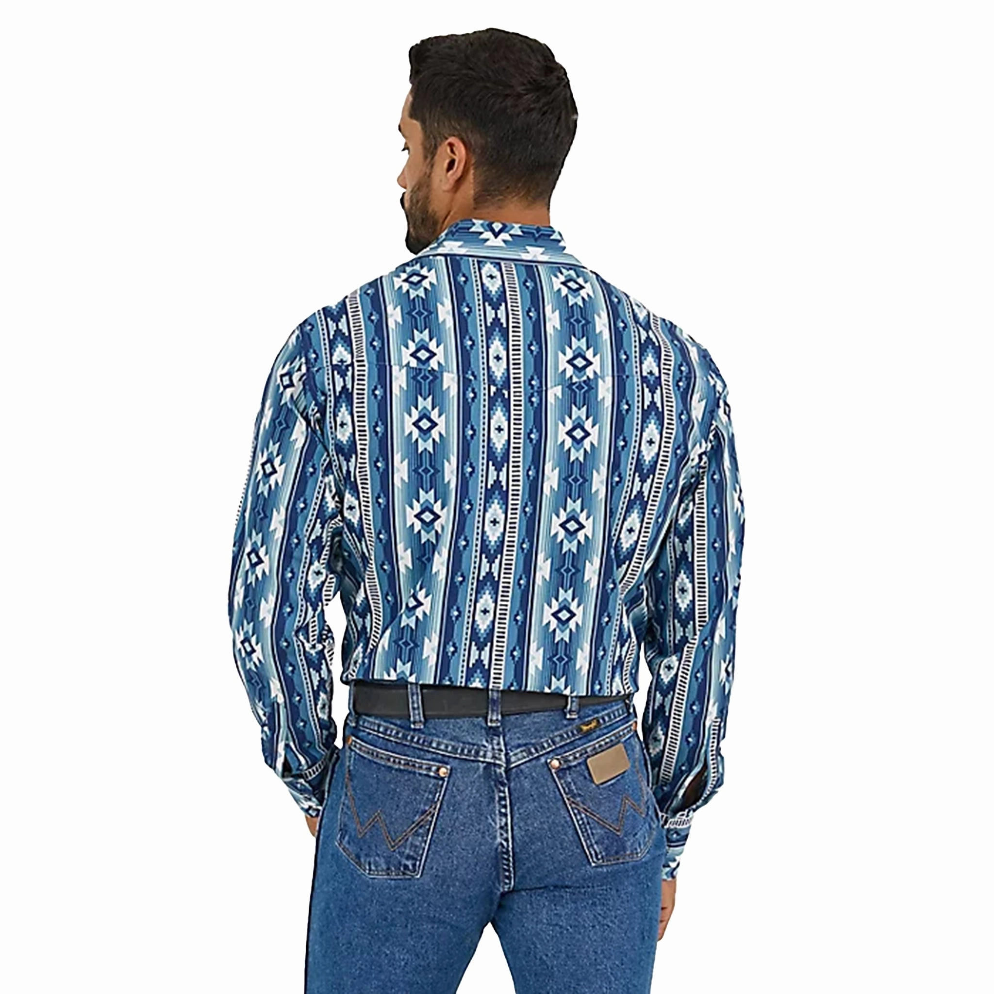 Smooth Zipper Design Wrangler Men's Checotah Aztec Long Sleeve