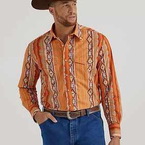 No Slip Shoulder Grip Beach Attire Wrangler Men's Checotah Rust Shirt
