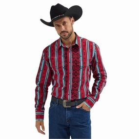 Wrangler Men's Checotah Sonoran Red Print Shirt Friends Meetup Anniversary Special