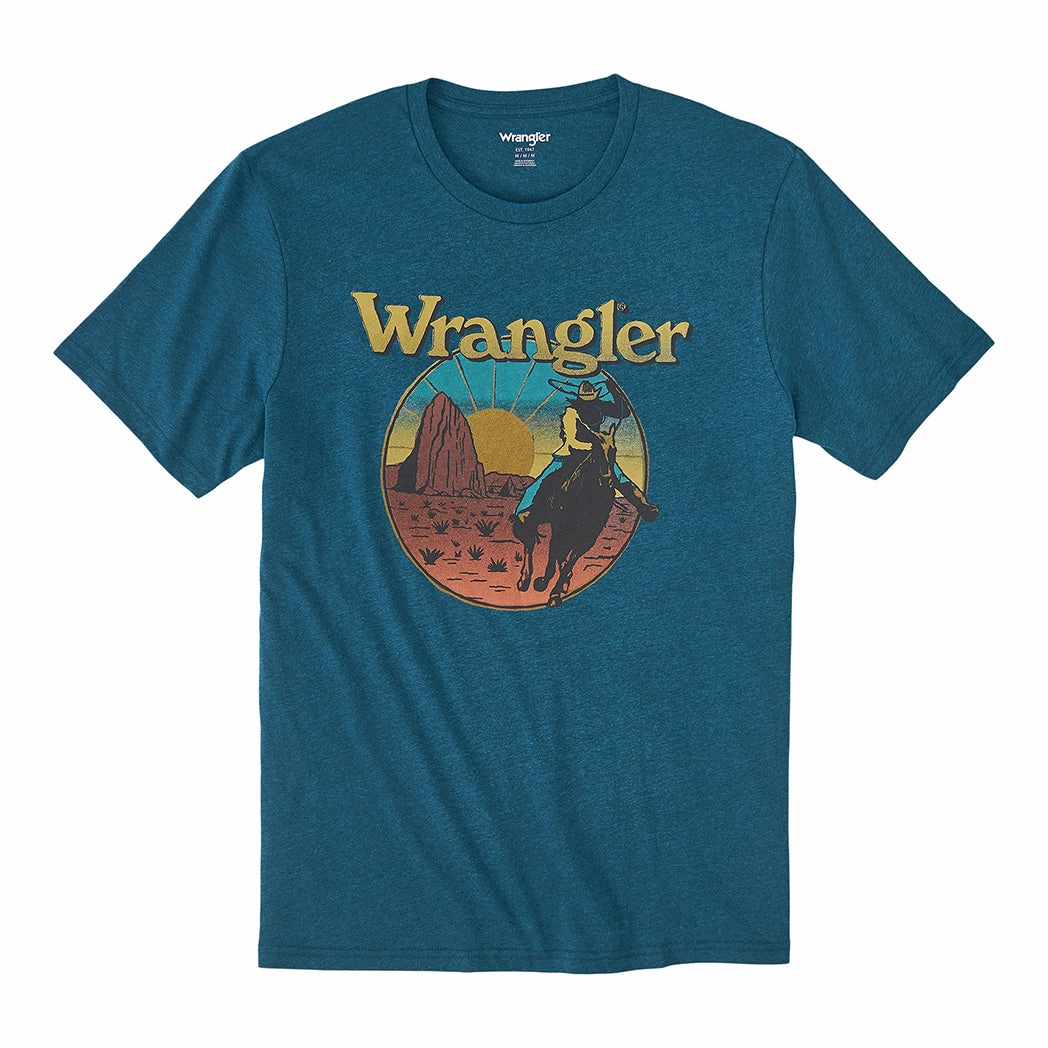 Wrangler Men's Cyan Pepper Heather Graphic T-Shirt Holiday Gift Polo Style