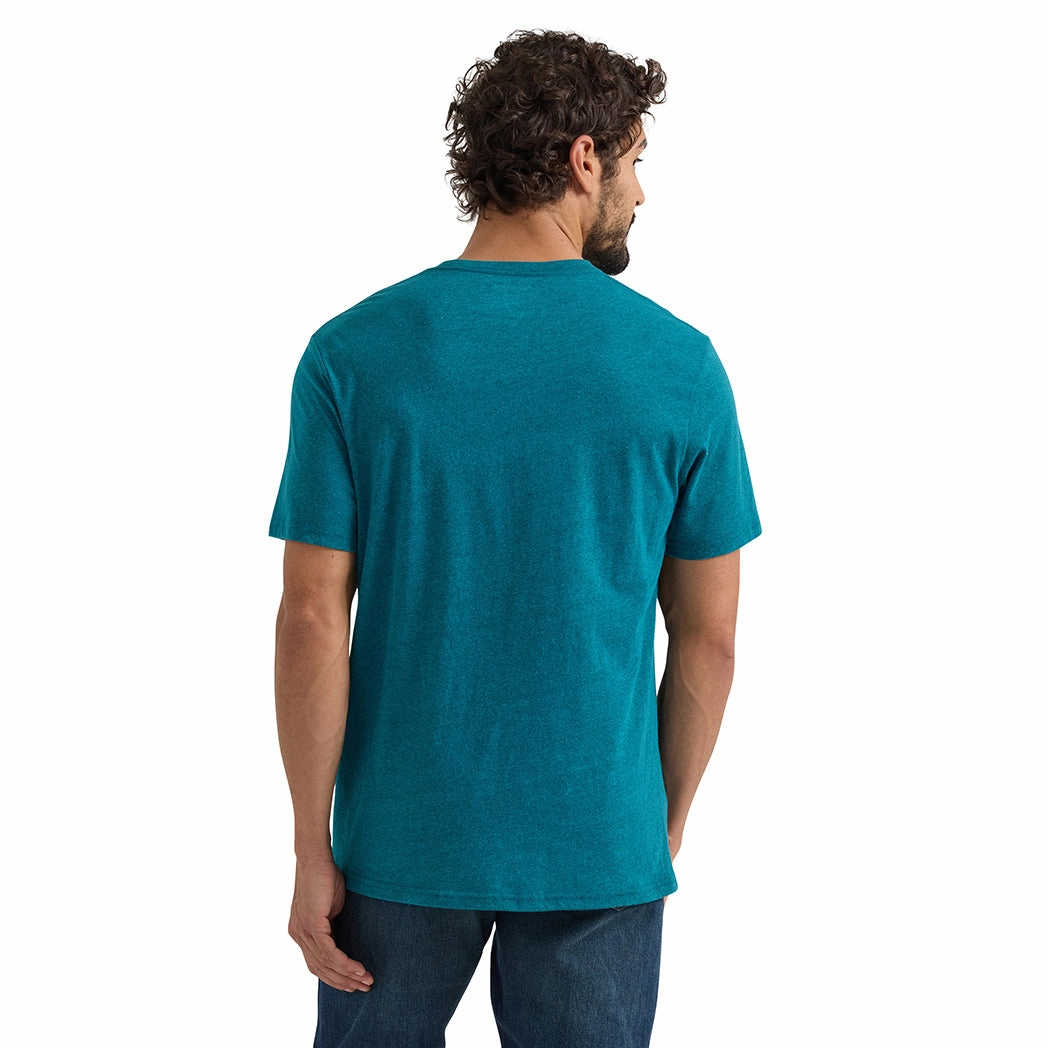 Wrangler Men's Cyan Pepper Heather Graphic T-Shirt High-Quality Craftsmanship