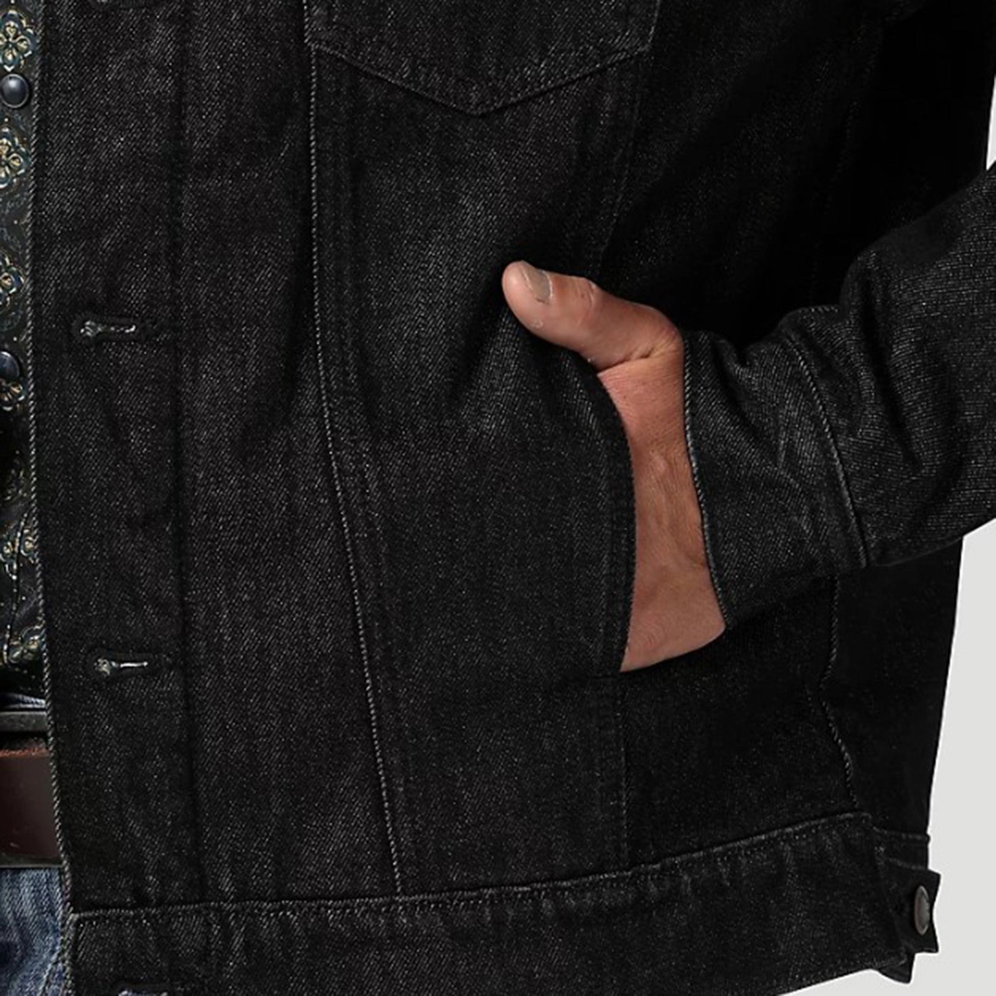 Wrangler Men's Denim Sherpa Lined Jacket QuickAccessPockets