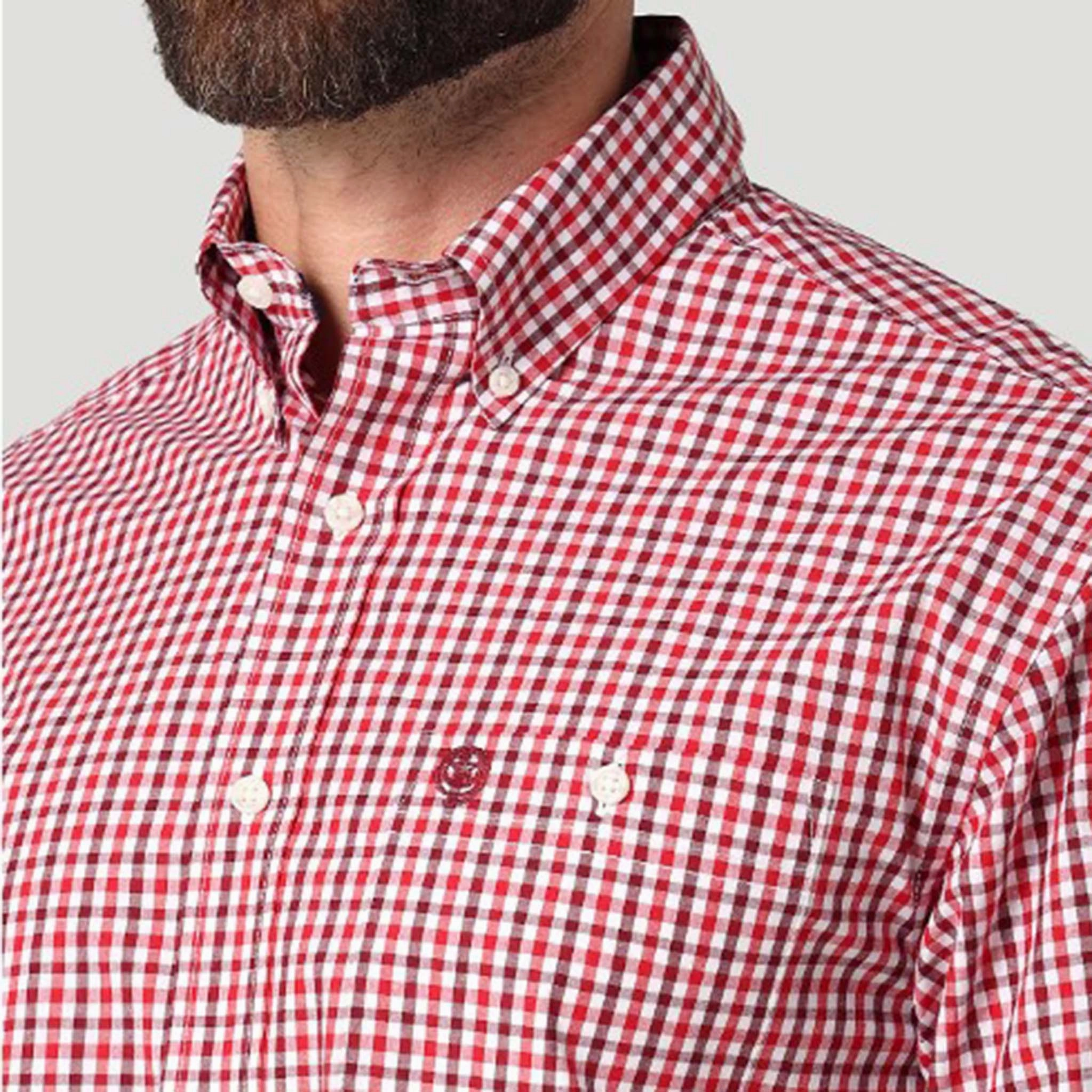 Limited Edition Asymmetrical Cut Wrangler Men's George Strait Red & White Plaid Long Sleeve