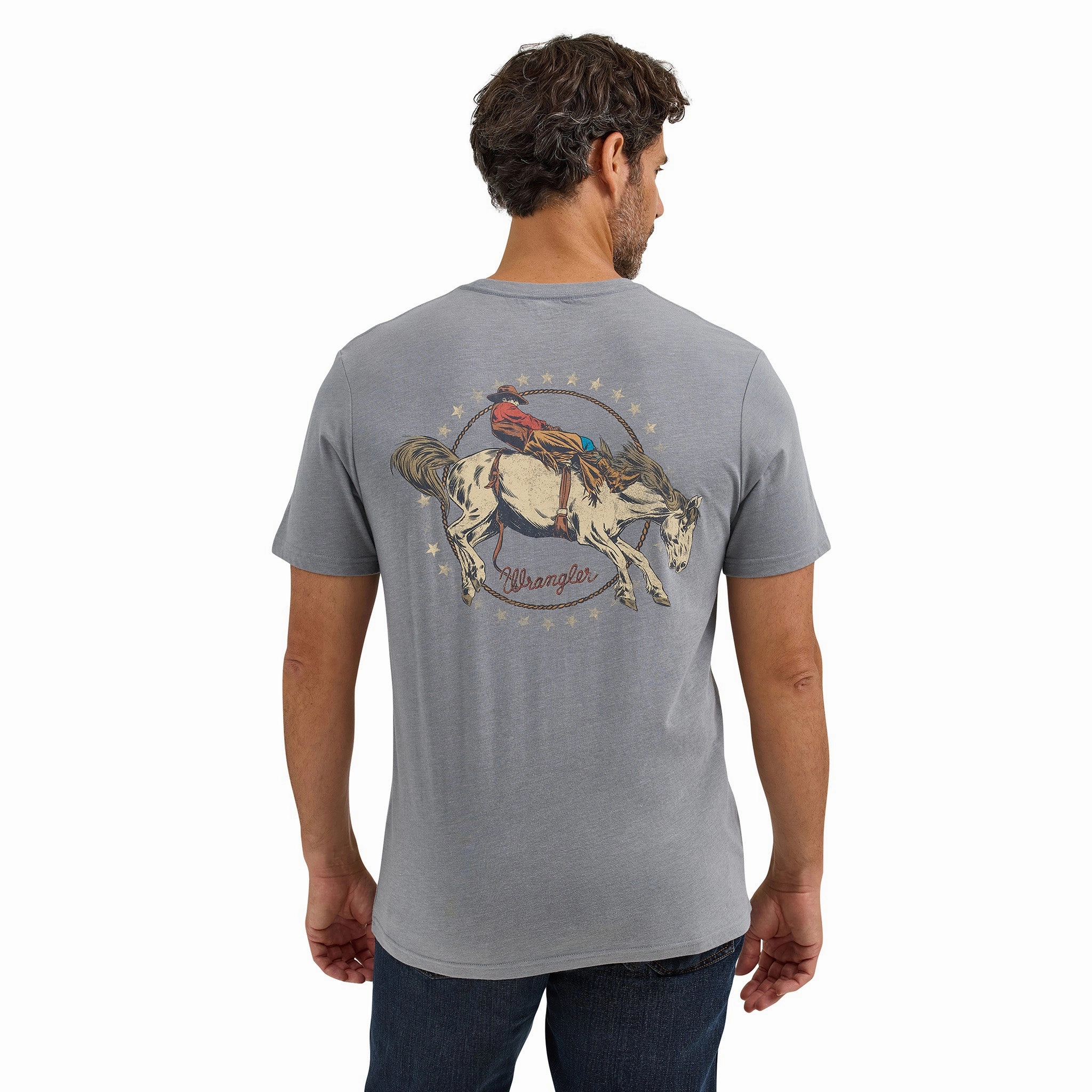 Minimalist Style Airflow Ventilation System Wrangler Men's Gray Bronc T-Shirt