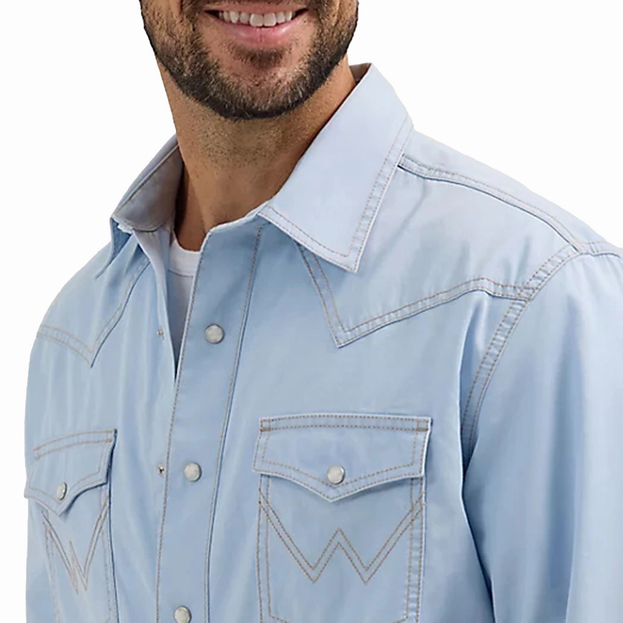 Wrangler Men's Ice Blue Retro Long Sleeve Versatile Styling