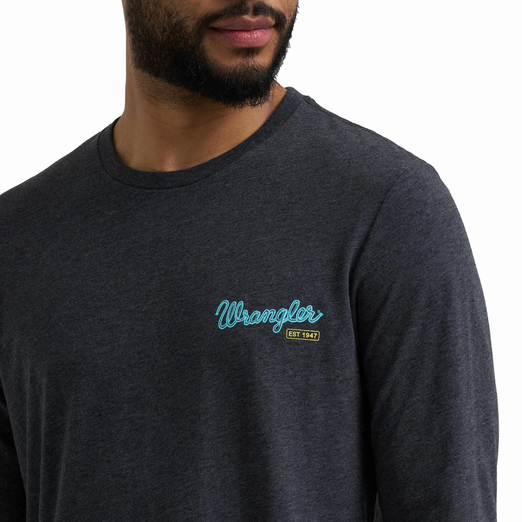 Wrangler Men's Long Live Cowboys Gray Long Sleeve Mountain Escape