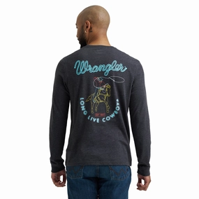 Wrangler Men's Long Live Cowboys Gray Long Sleeve High-End Fabric