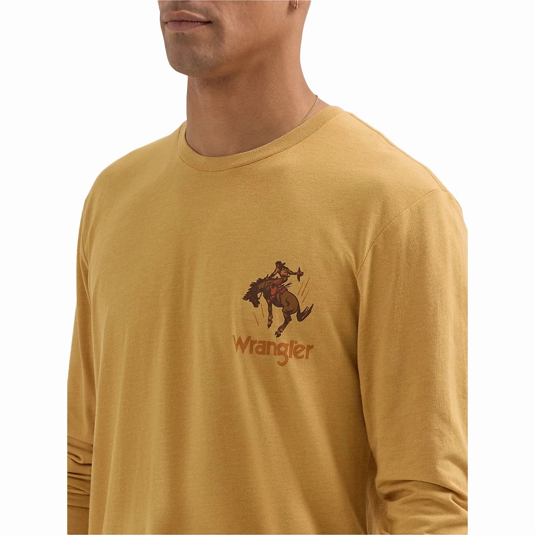 Wrangler Men's Long Sleeve Crew Neck Graphic Tee Sleek Silhouette Bold Print