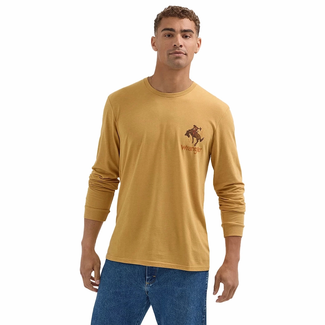 Tuckable Hem Premium Option Wrangler Men's Long Sleeve Crew Neck Graphic Tee