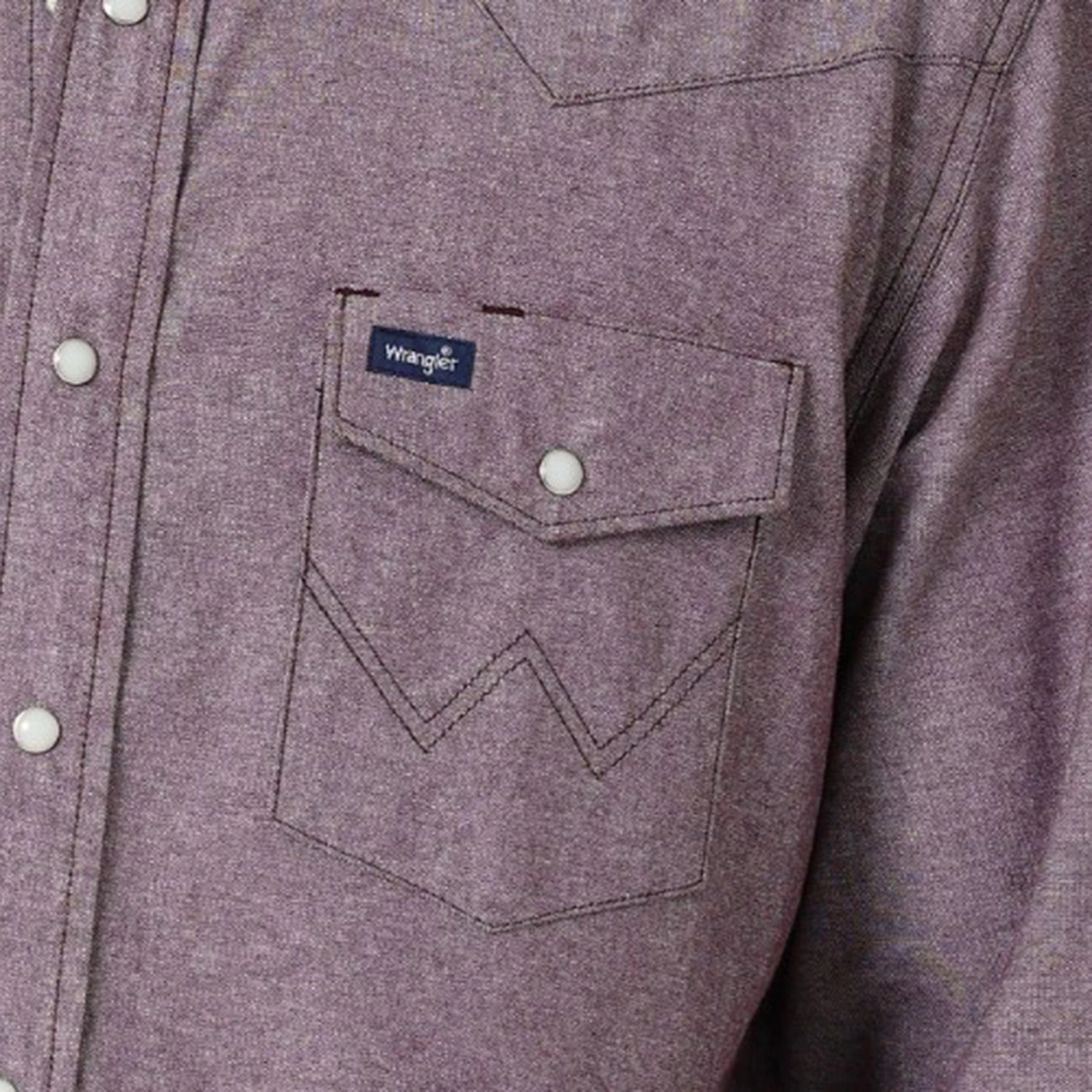 Wrangler Men's Maroon Chambray Long Sleeve Comfy Fit