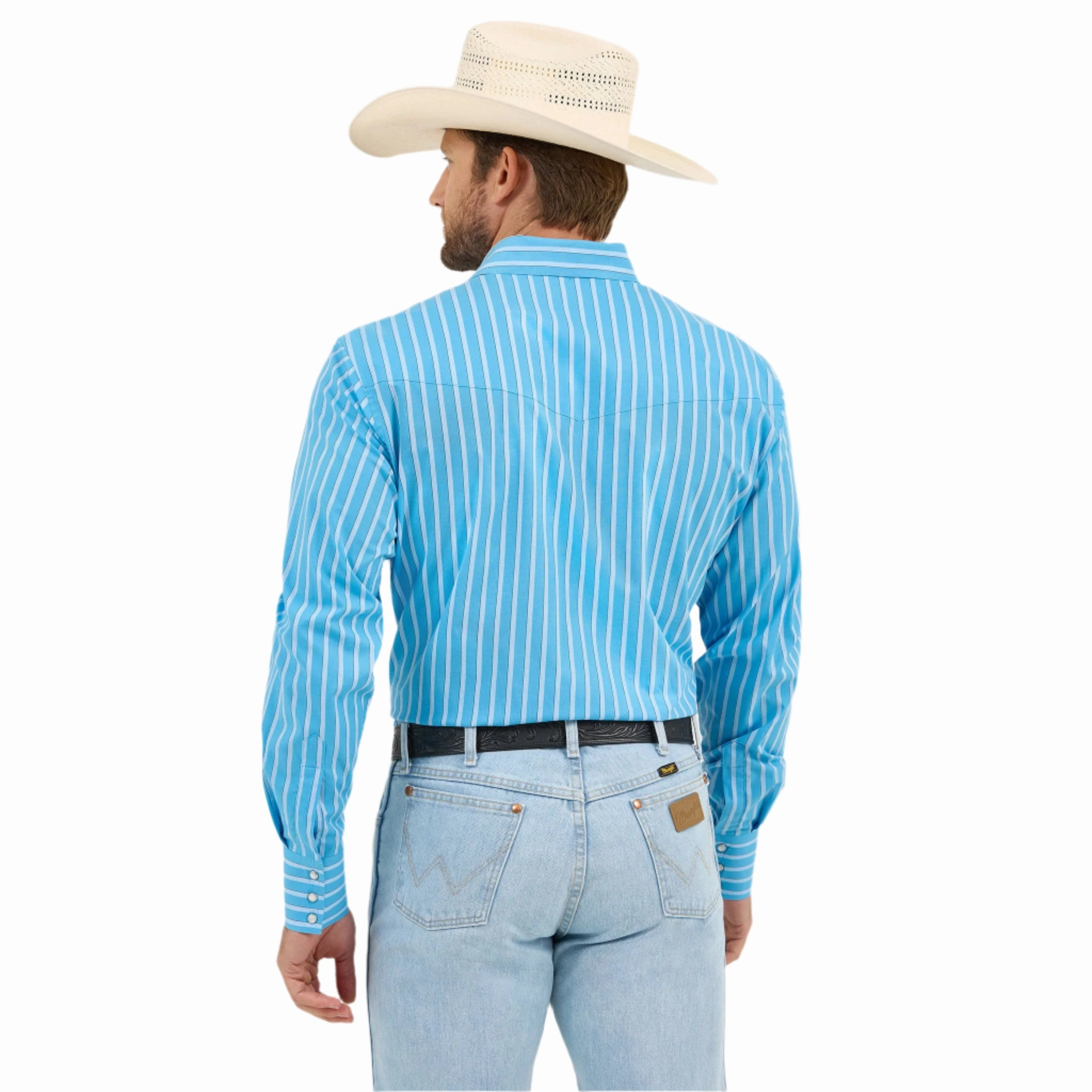 Fashion staples Stretchy Cloth Wrangler Men's Multi Blue Stripe Shirt
