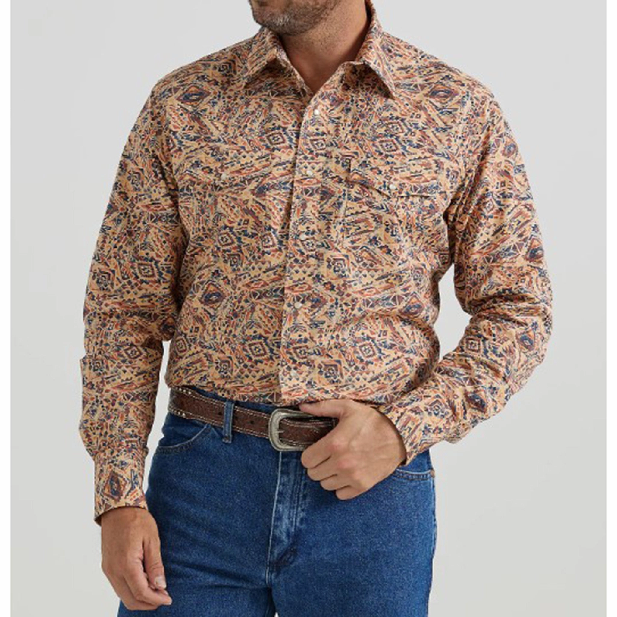 Casual Design Wrangler Men's Multi Southwest Aztec Long Sleeve