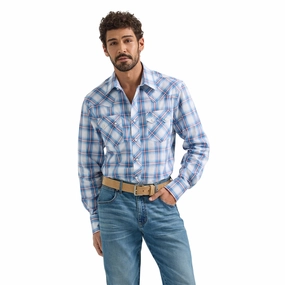 Wrangler Men's Plaid Print Western Shirt Summer Camp