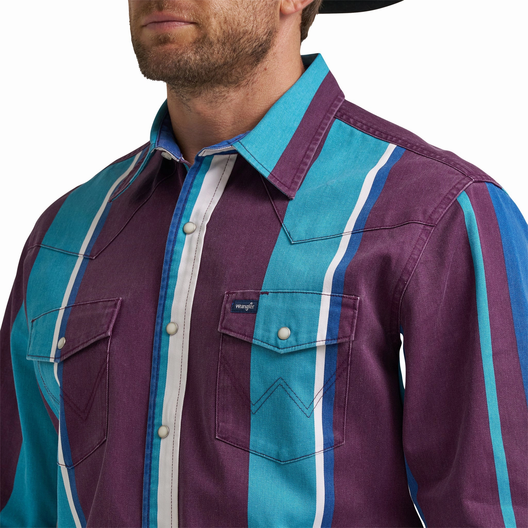 Wrangler Men's Purple & Teal Brushpopper Shirt All-Weather Wear