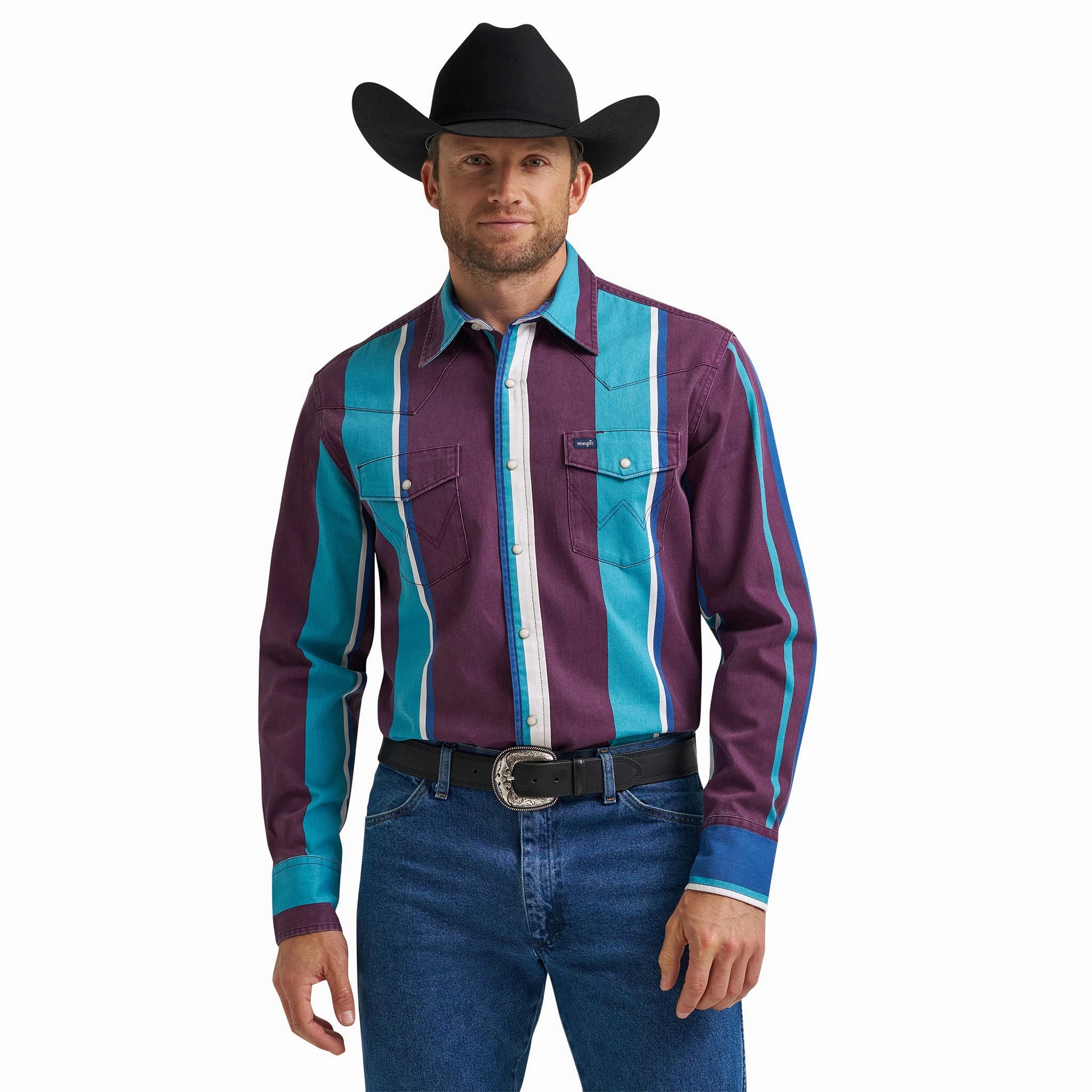 Wrangler Men's Purple & Teal Brushpopper Shirt Airflow Ventilation System