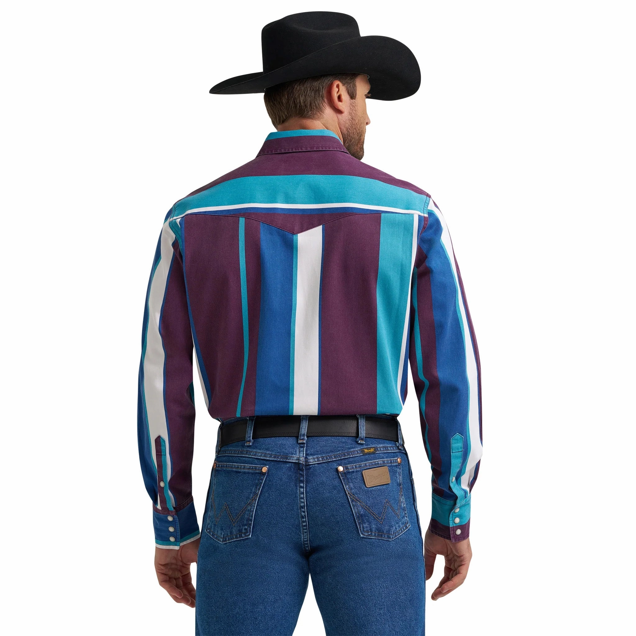 Slim Silhouette Wrangler Men's Purple & Teal Brushpopper Shirt