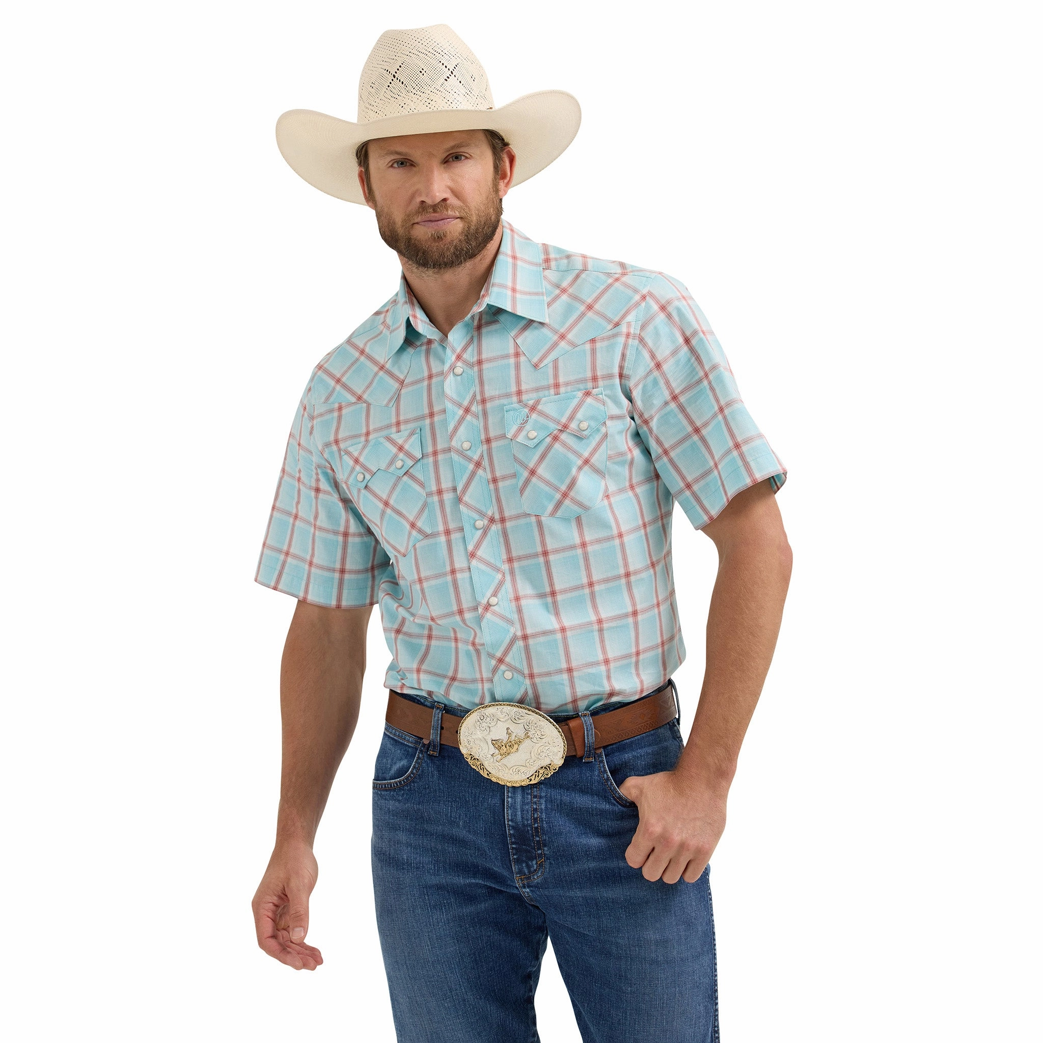 Lightweight Wear Earthy Palette Wrangler Men's Retro Sawtooth Pearl Snap Short Sleeve