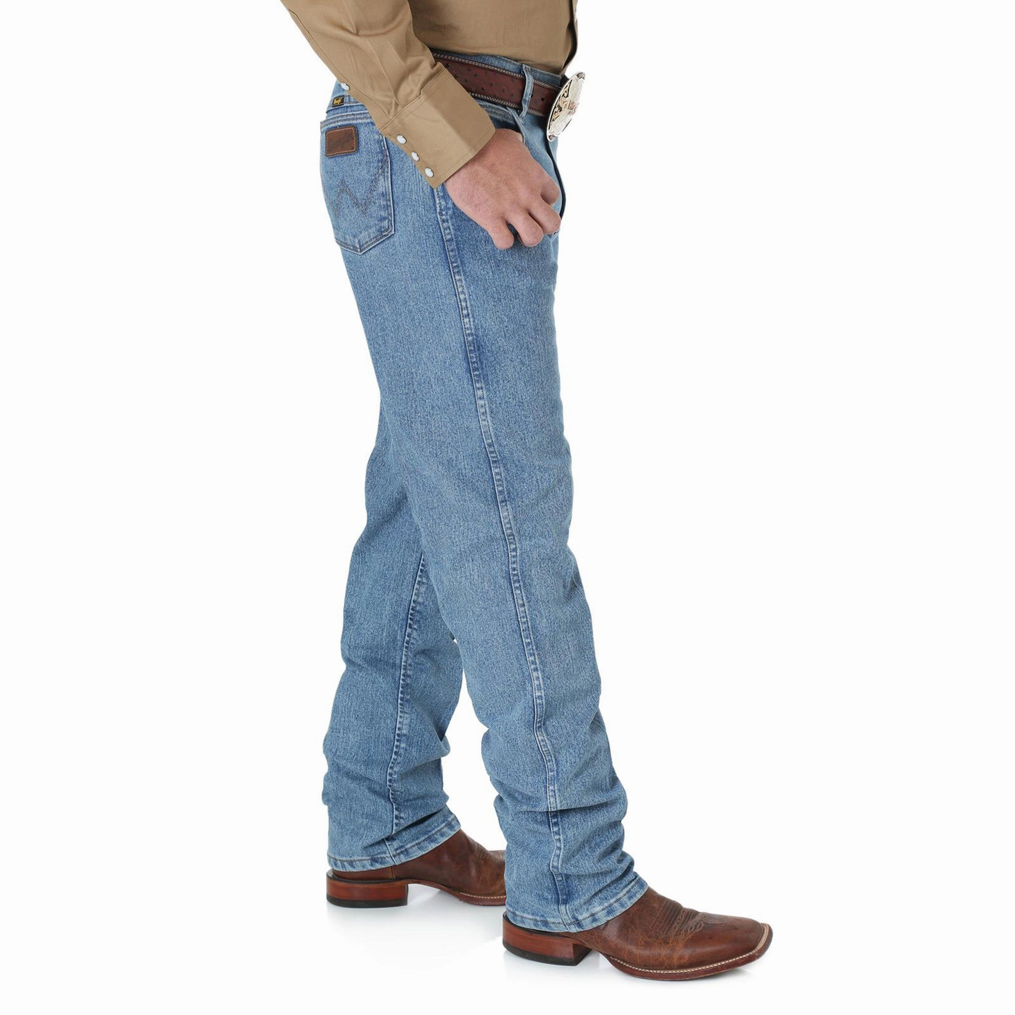 Stone Wash Finish Spring Mood Brunch Outfit Formal Wrangler Men's Stone Bleach Cowboy Cut Jeans
