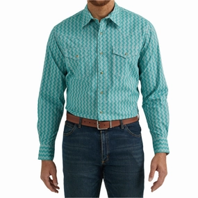 Wrangler Men's Teal 20X Competition Shirt Fashion Forward Design Relaxed Fit