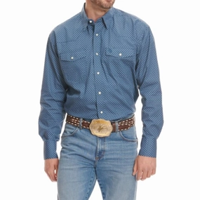 Wrangler Men's Teal/Flower Print Long Sleeve Snap Shirt Pocket Detailing Everyday Essential