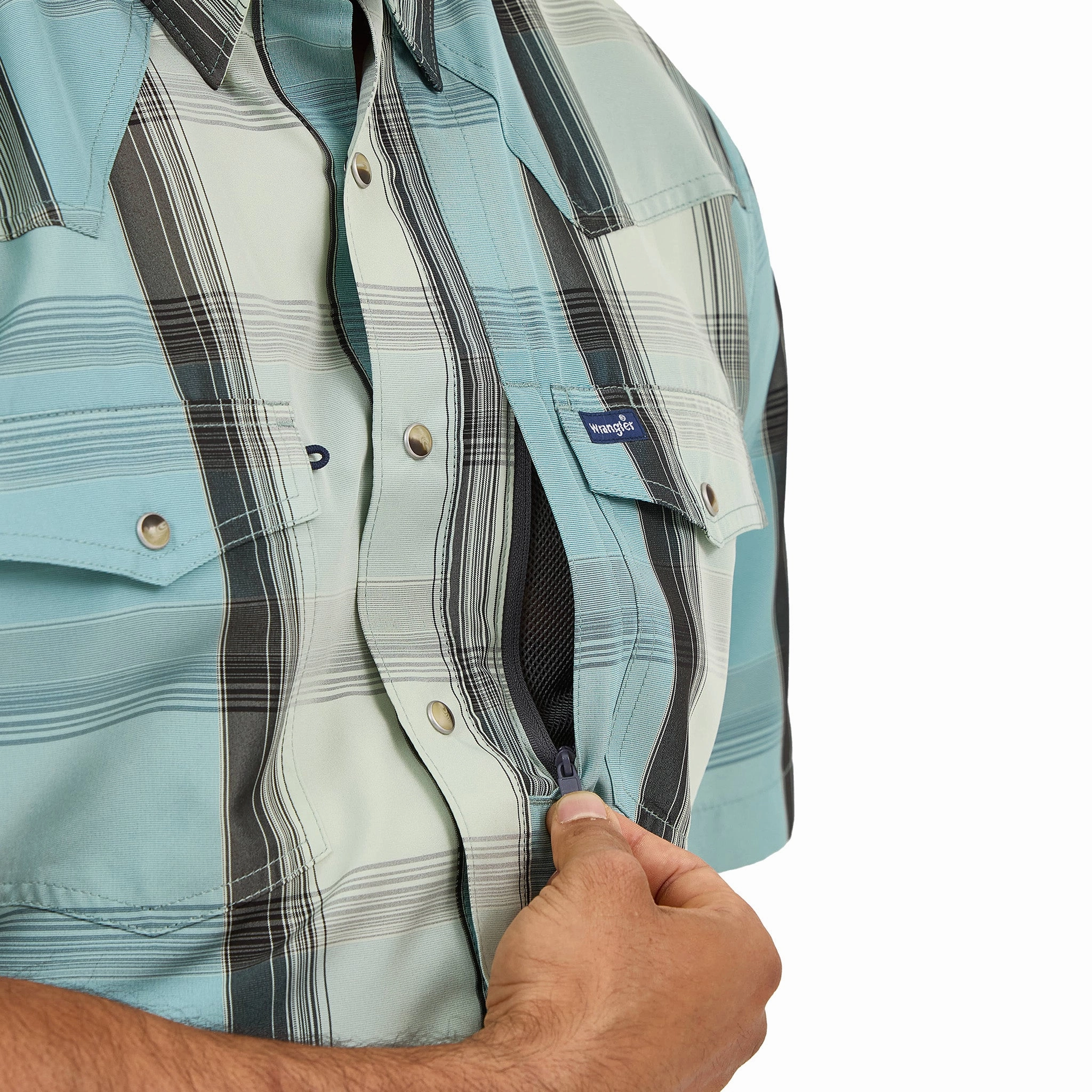 Wrangler Men's Turquoise Plaid Short Sleeve Relaxed Vibe Smart Casual Wear