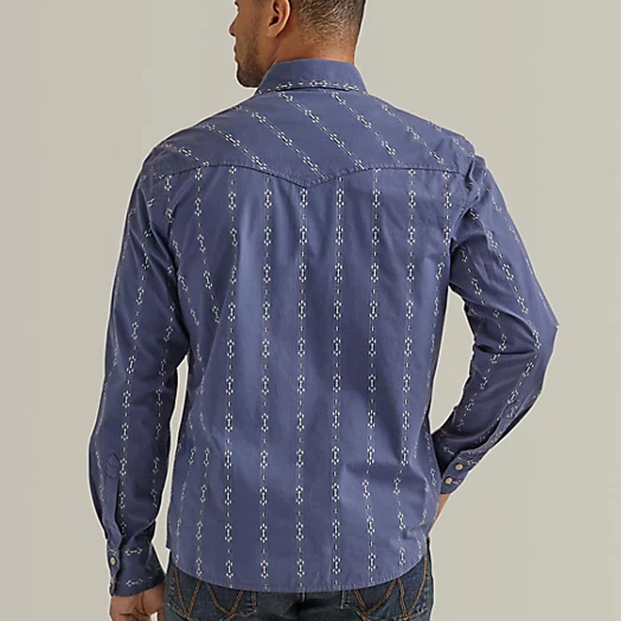 Wrangler Men's Vintage Indigo Western Shirt Beach Wear Trendy Layer