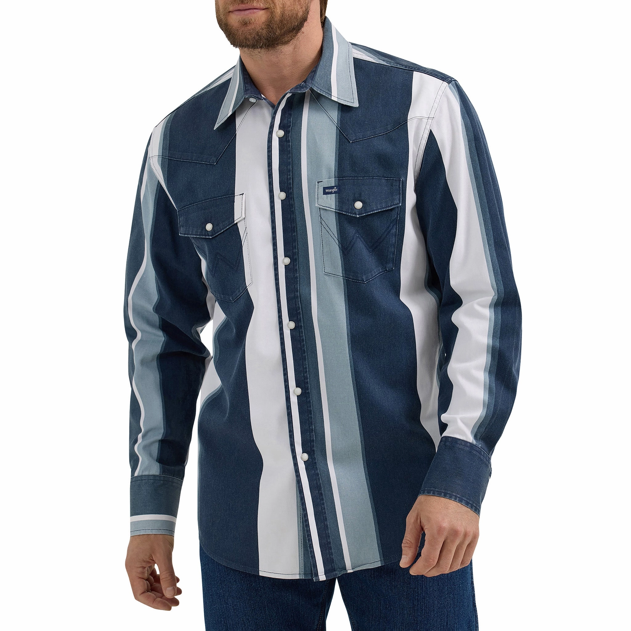 Smooth Seam Finish Wrangler Men's Vintage Inspired Brushpopper Pearl Snap Shirt