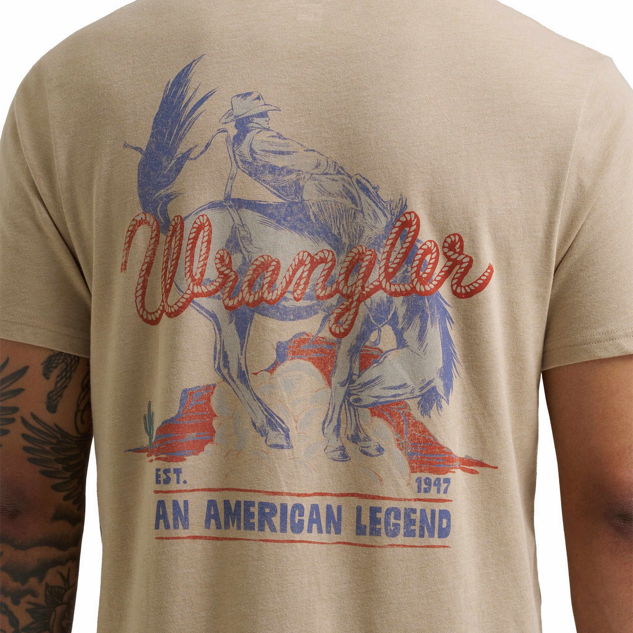 Wrangler Tan Bronc American Legend T-Shirt Breathable Design