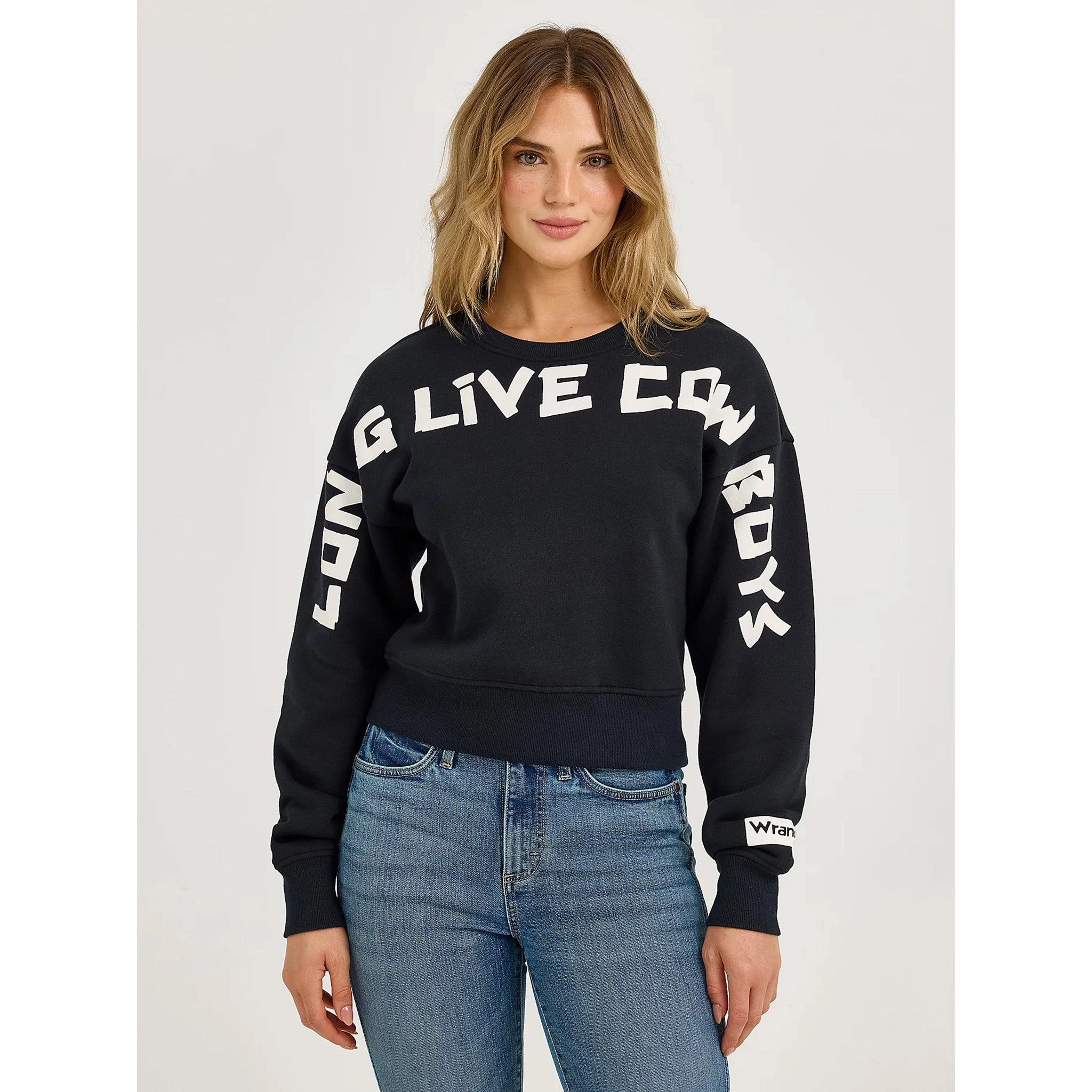 Wrangler Woman Black Long Live Cowboys Sweatshirt QuickRelease Buckles Adjustable Cuff System
