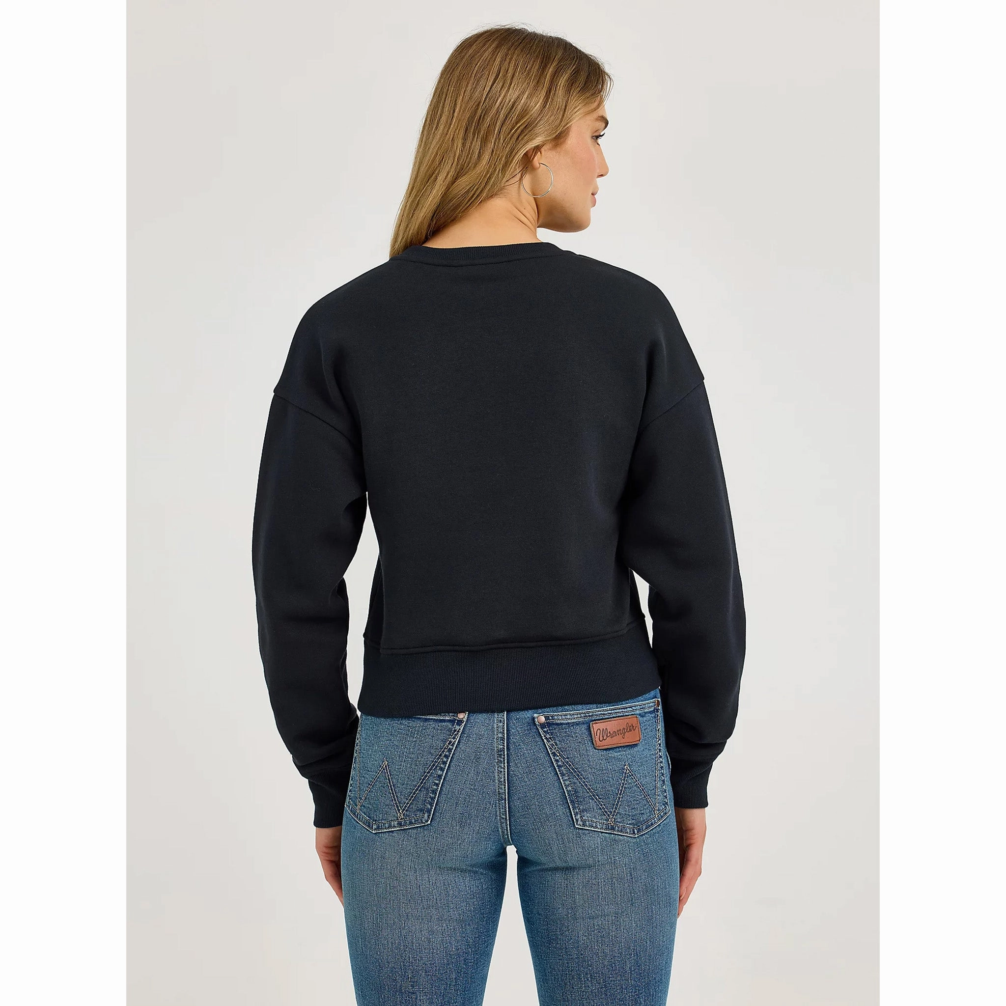 Recycled Polyester Ergonomic Shoulder Cut Wrangler Woman Black Long Live Cowboys Sweatshirt