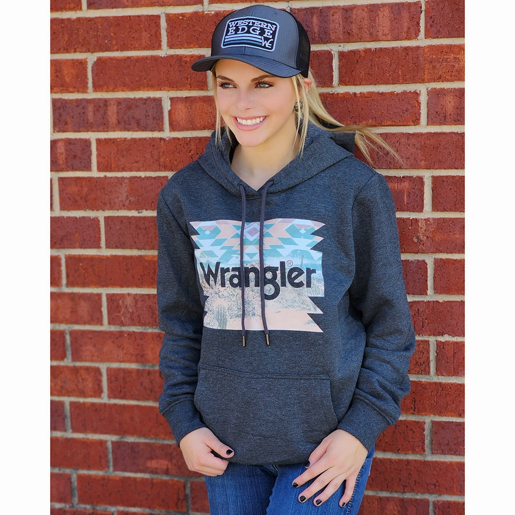 Wrangler Women's Black Desert Aztec Hoodie Layered Ventilation Panels