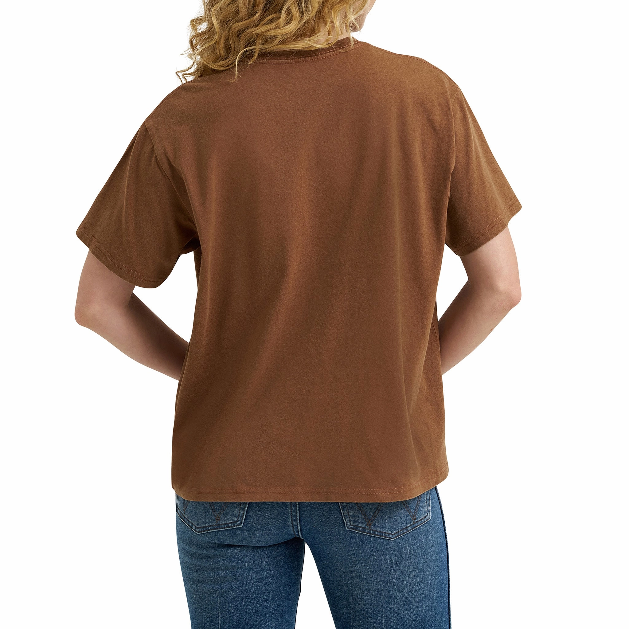 Wrangler Women's Brown Yeehaw Oversize T-Shirt Flatlock Seams StretchMaterial