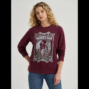Wrangler Women's Burgundy Desert Sunrise Sweatshirt Simple Look Anti Pilling Surface Treatment