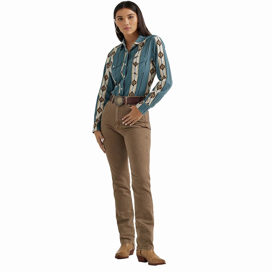 Wrangler Women's Checotah Classic Pearl Snap Long Sleeve ReinforcedShoulders