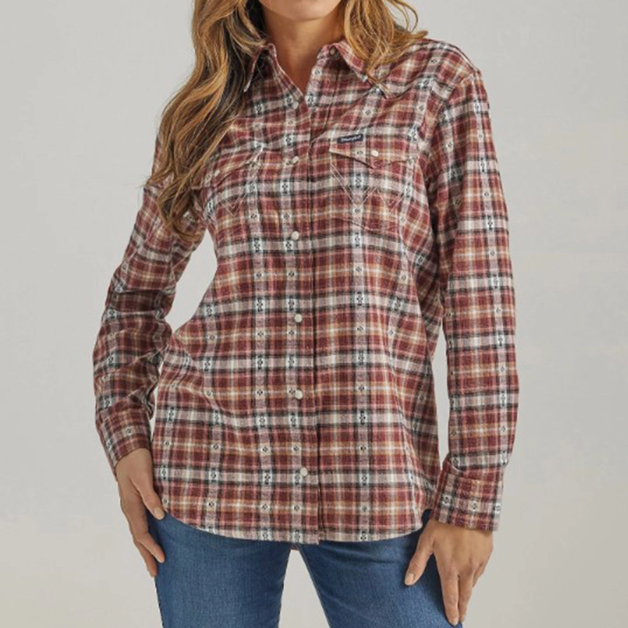 SublimatedPrint Wrangler Women's Flannel Snap Plaid Shirt