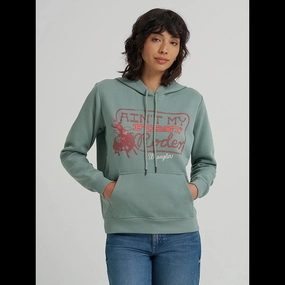 Wrangler Women's Green First Rodeo Hoodie Ventilated Back Panel City Ready Style