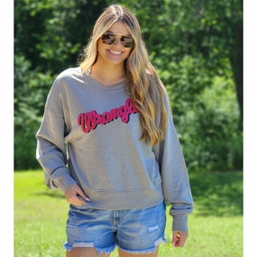 Wrangler Women's Grey & Pink Logo Sweatshirt Flatlock Seam Technology SoftTouch