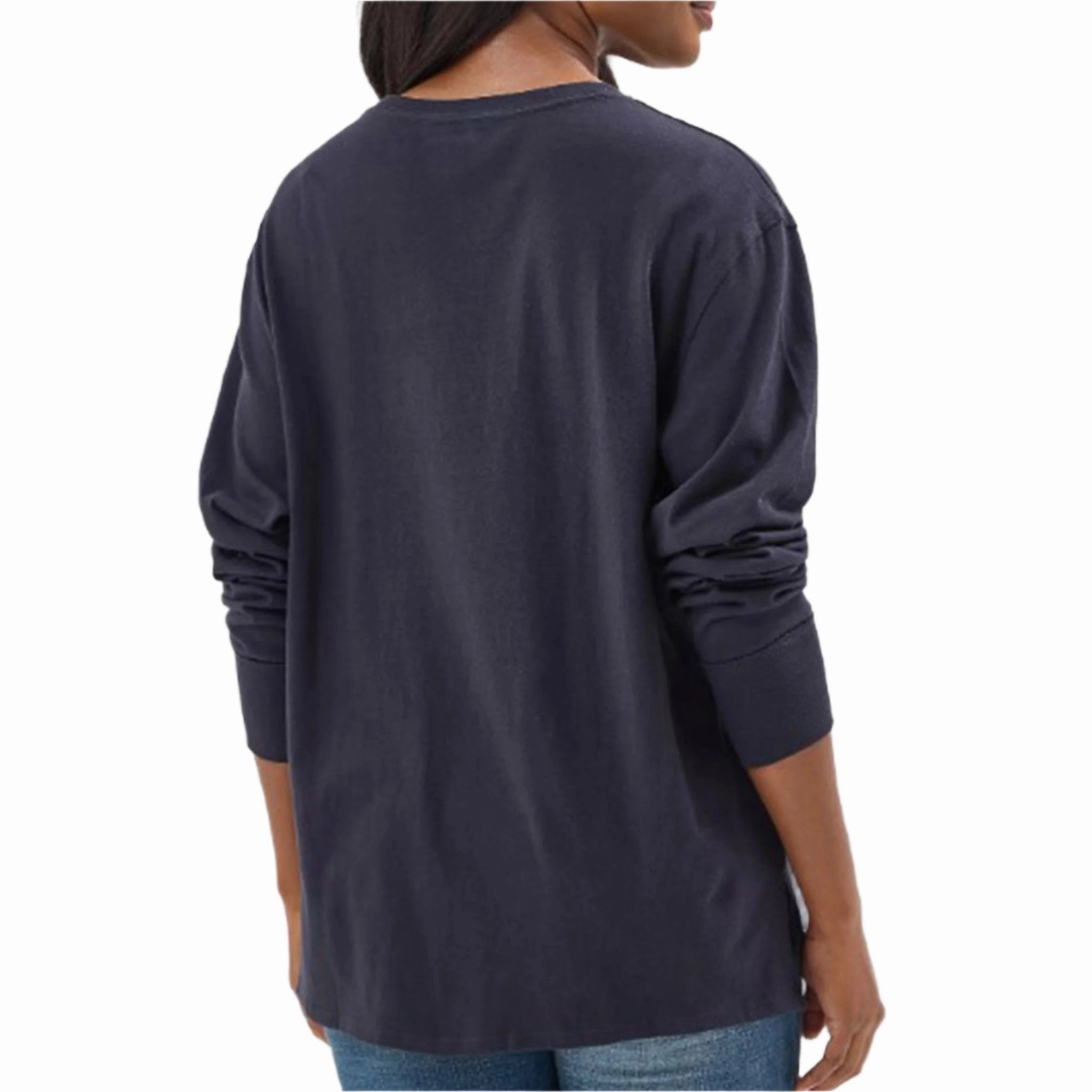 Wrangler Women's Navy Long Sleeve Steer Skull Loose Tee