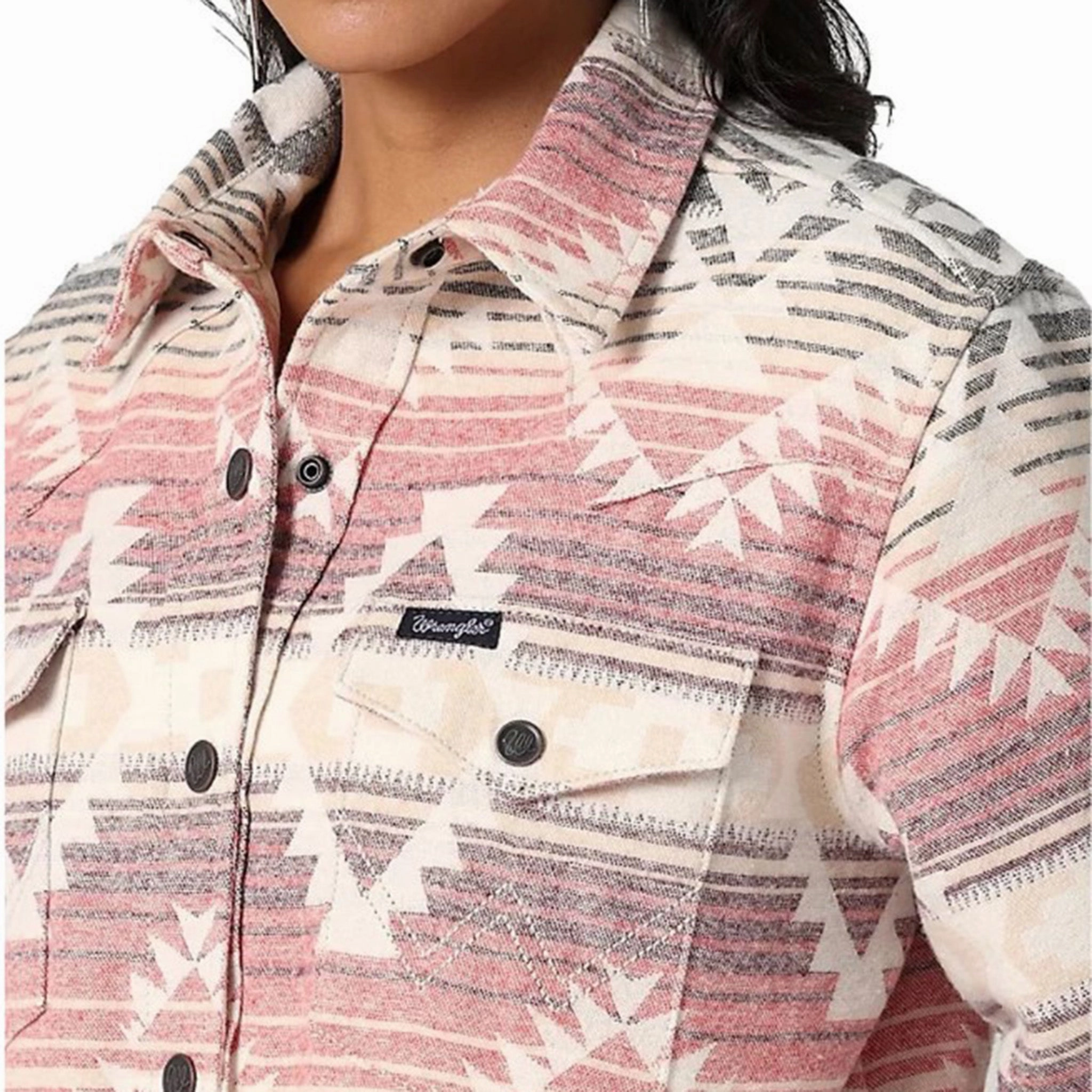 Multi Purpose Layer Wrangler Women's Pink & White Aztec Shacket