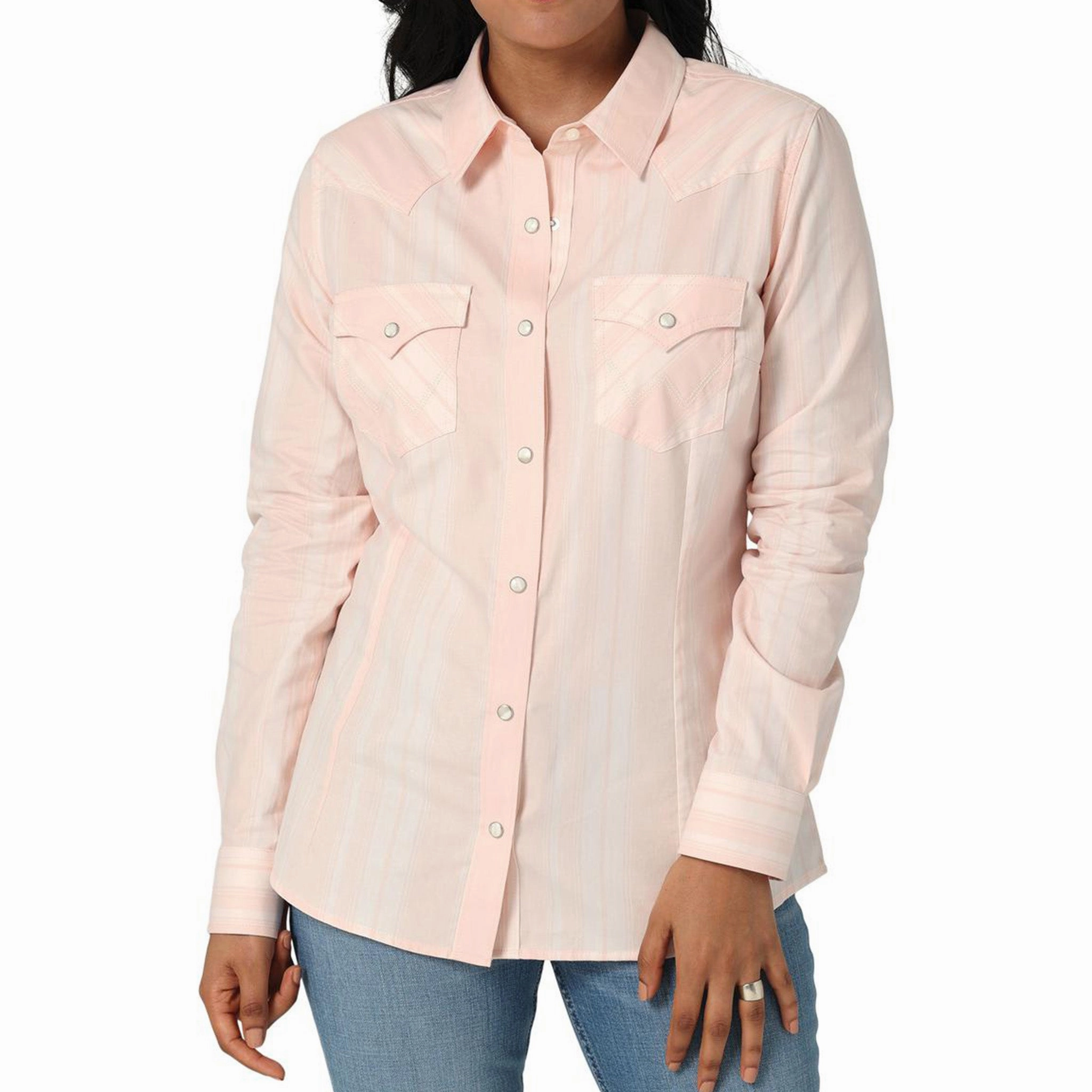 All-Purpose Wear Wrangler Women's Pink and White Long Sleeve