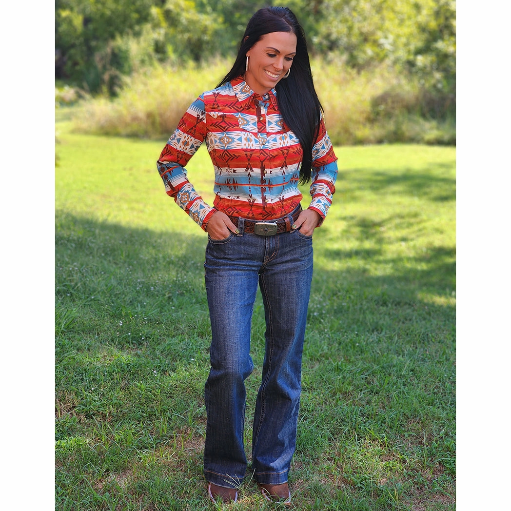 Wrangler Women's Red & Blue Southwest Shirt CollapsibleFrame