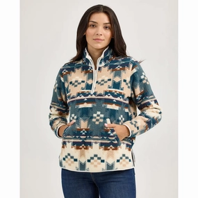 Wrangler Women's Retro Aztec 1/4 Zip Pullover Heavy Duty Buckle Soft Shell Material
