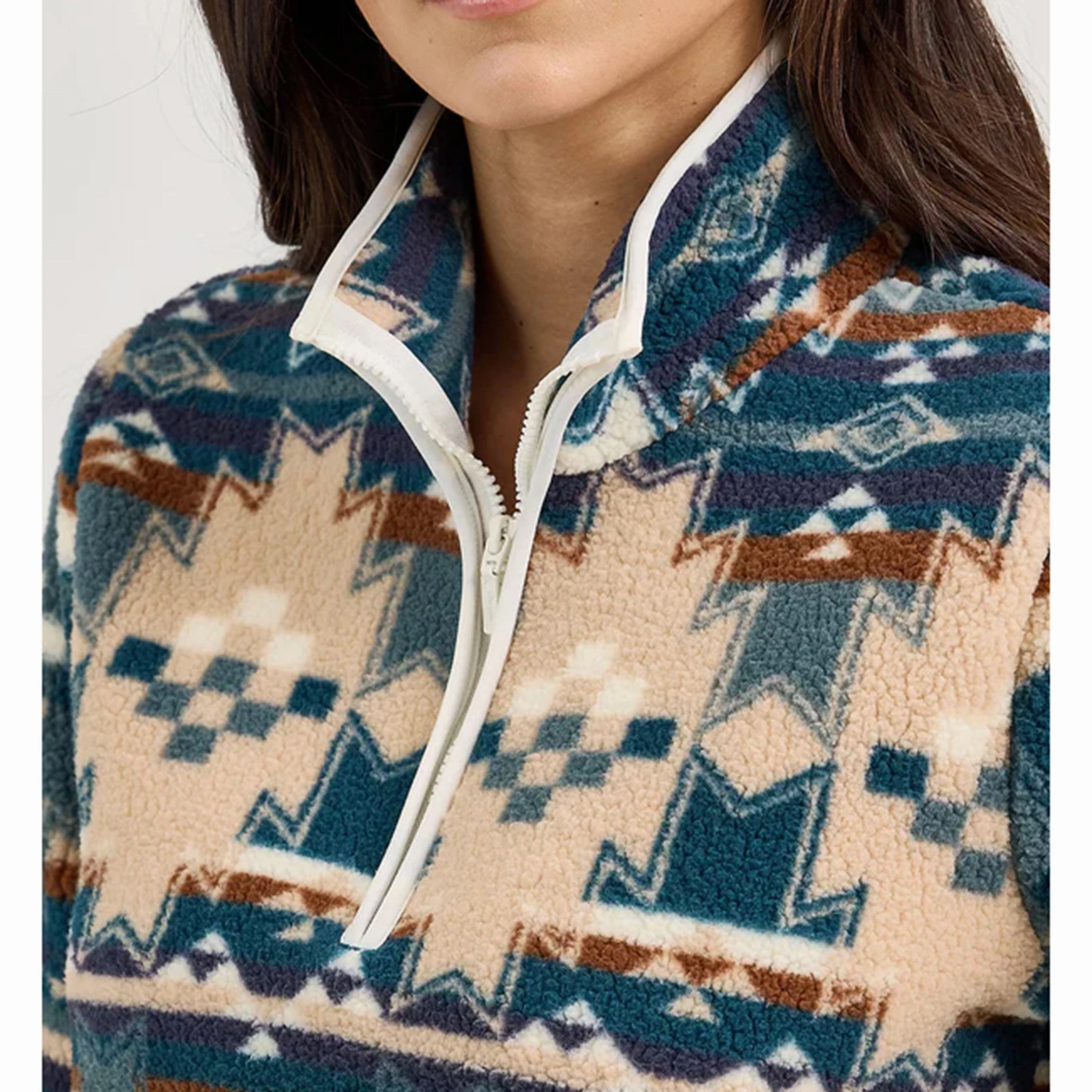 Bonded Edge Finish LowProfile Design Wrangler Women's Retro Aztec 1/4 Zip Pullover