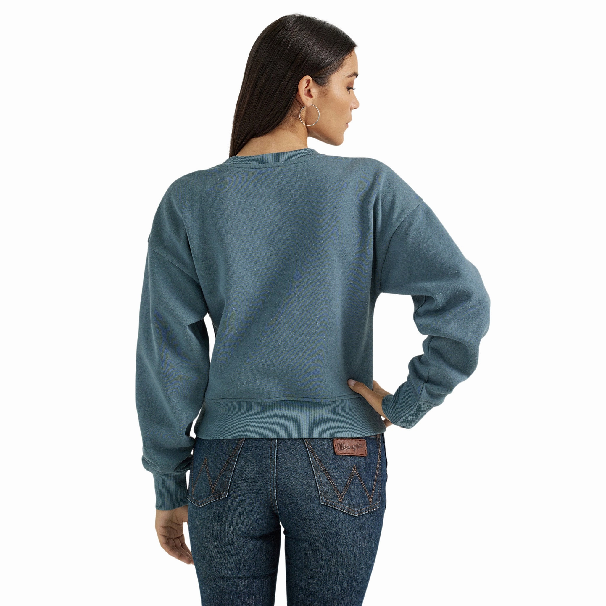 CroppedLength Wrangler Women's Retro Shabby Blue Logo Sweatshirt