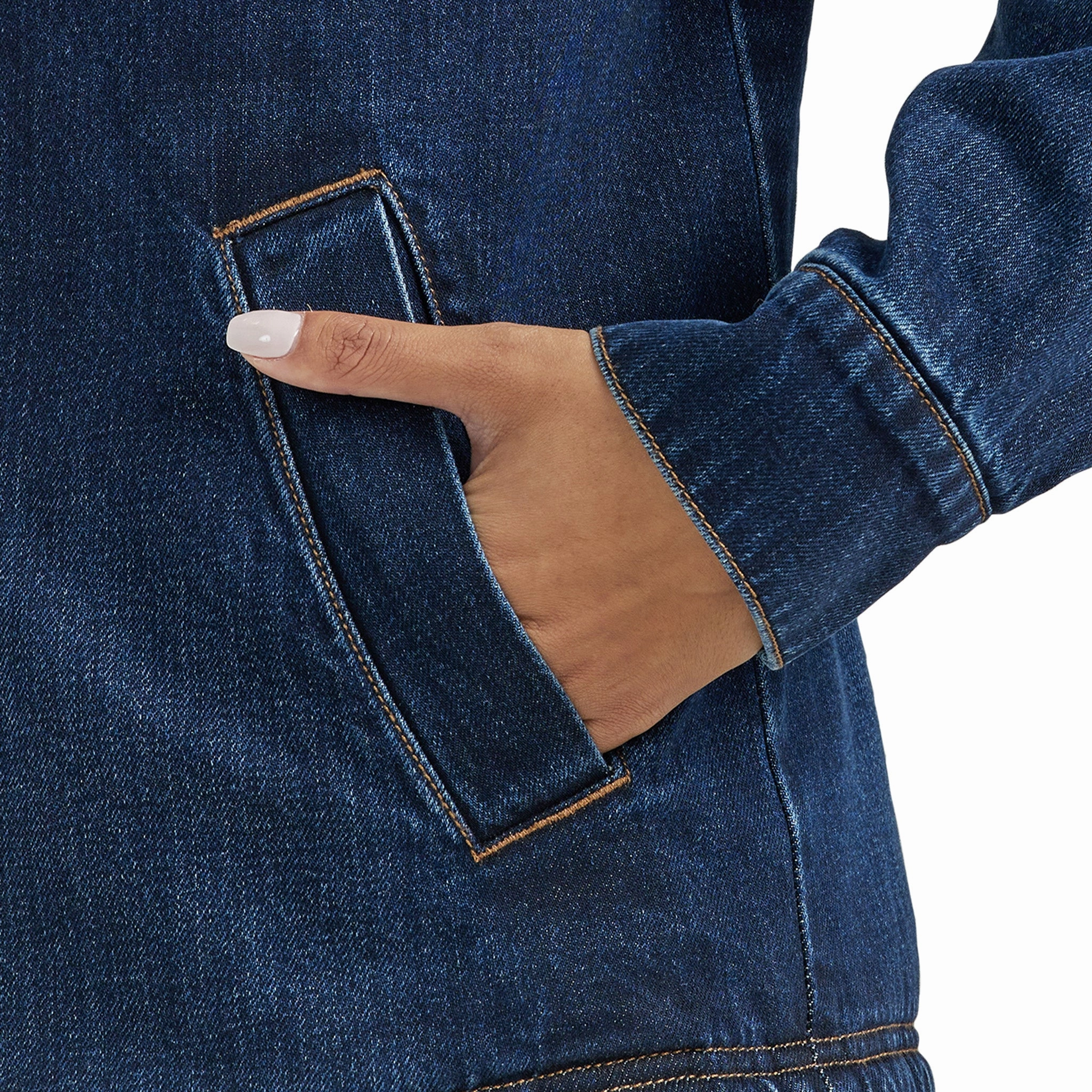 Anti Slip Shoulder Ventilation Vents Wrangler Women's Sherpa Lined Dark Denim Coat