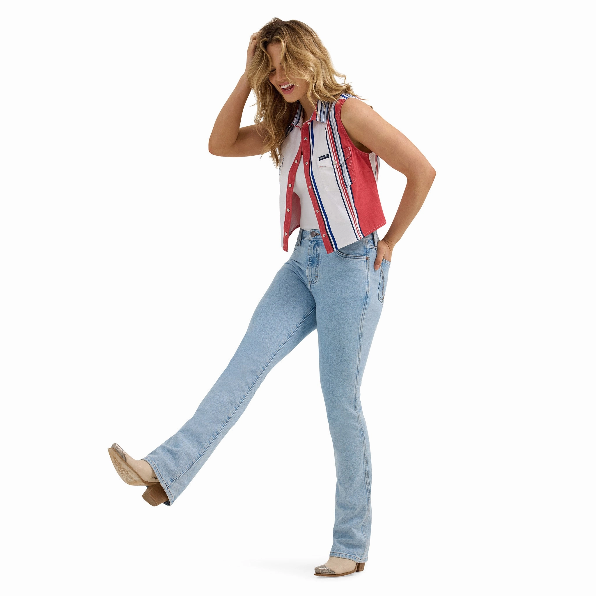 Simple Pullover Wrangler Women's Stripe Brushpopper Sleeveless Crop Top