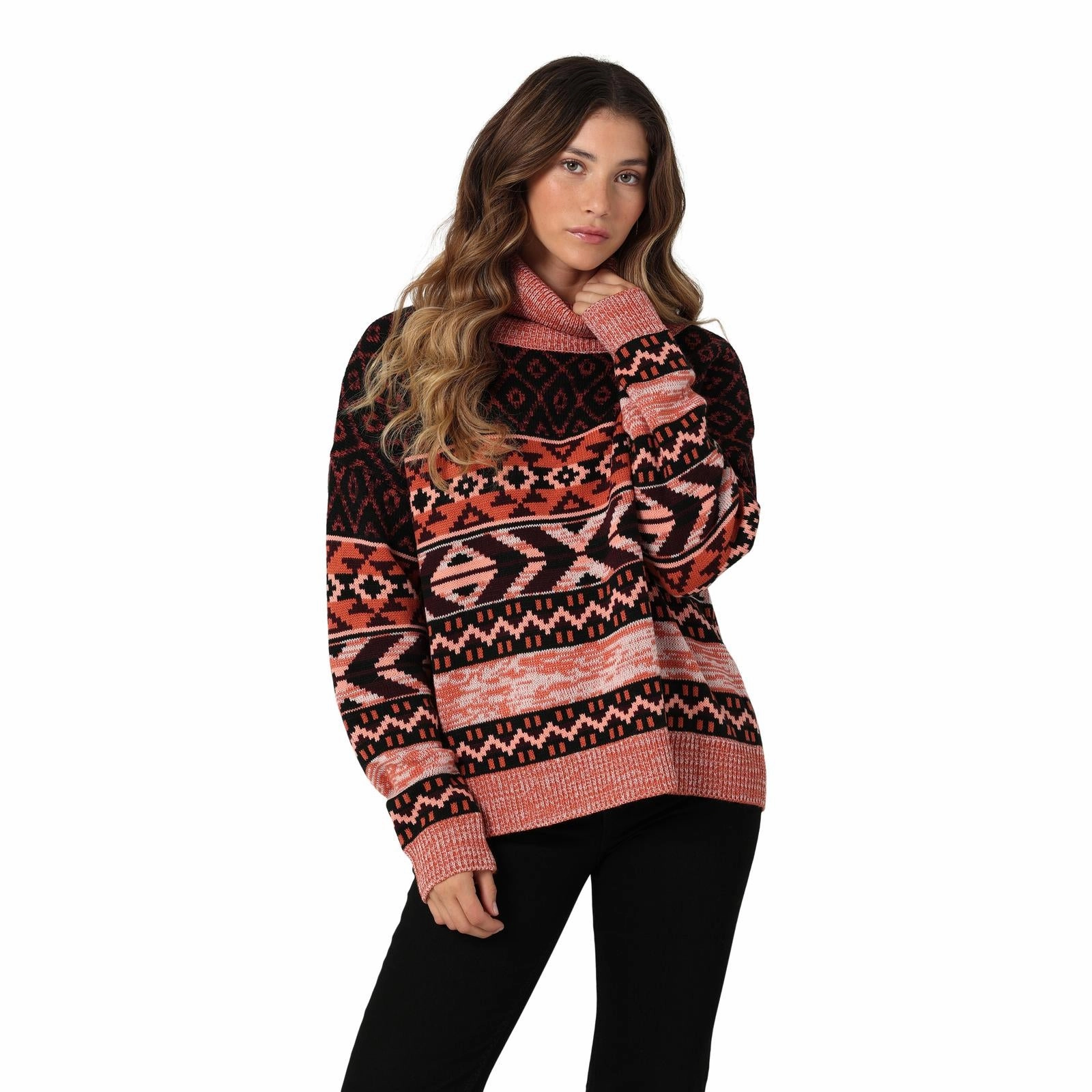 Compact Thermal Insulation All Over Print Technique Wrangler Women's Turtleneck Sweater