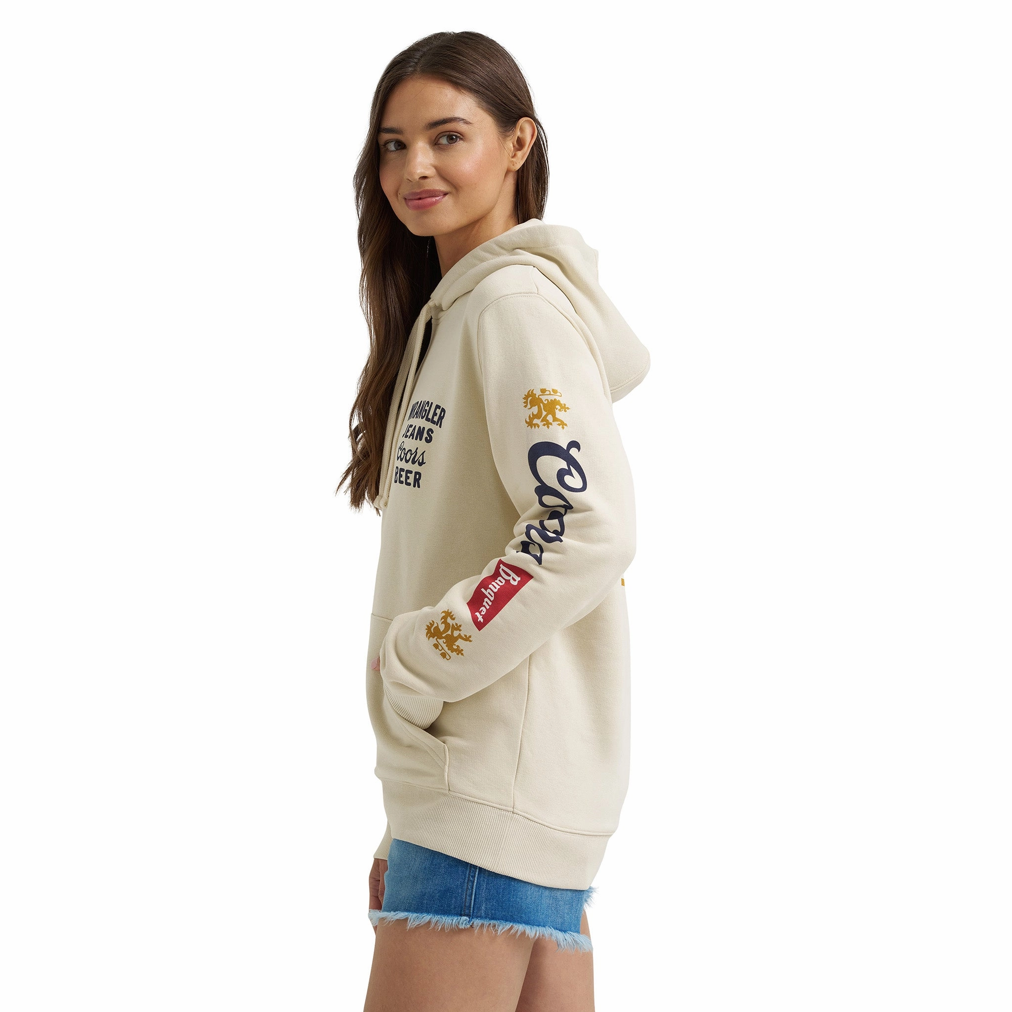 Wrangler x Coors Unisex Cream Hoodie RipResistant Reinforcement