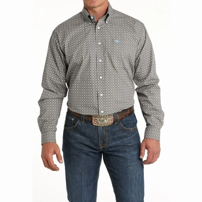 Cinch Men's Diamond Geometric Print Long Sleeve Shirt Snag Free Surface